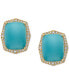 ფოტო #2 პროდუქტის EFFY® Turquoise (10x8mm) & Diamond (1/4 ct. t.w.) Stud Earrings in 14k Gold