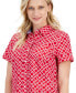 ფოტო #3 პროდუქტის Women's Cotton Circle-Link Print Camp Shirt