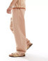 Фото #4 товара ASOS DESIGN baggy linen mix trousers in neutral