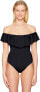 Trina Turk 177325Womens Off the Shoulder One Piece Swimsuit Black Size 10