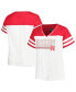 Women's White, Scarlet Nebraska Huskers Plus Size Field Game V-Neck T-shirt