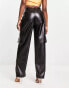 Фото #6 товара Kaiia leather look cargo trouser with asymmetric waistband in black