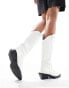 ASOS DESIGN Camden flat western knee boots in white