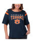 Women's Navy Auburn Tigers Plus Size Linebacker Half-Sleeve T-shirt