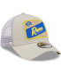 ფოტო #2 პროდუქტის Men's Khaki, White Distressed Los Angeles Rams Happy Camper A-Frame Trucker 9FORTY Snapback Hat