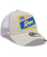 Men's Khaki, White Distressed Los Angeles Rams Happy Camper A-Frame Trucker 9FORTY Snapback Hat