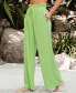 Women's Lime Green Paperbag Waist Wide Leg Jersey Pants