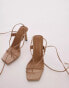 Topshop Gomez high heeled sandals with ankle tie in taupe