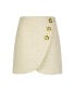 Women's Tweed Wrap Floral Buttons Detail Mini Skirt