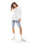 Urban Revivo oversized shirt with collar in ivory