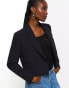 River Island crop double breasted blazer in black