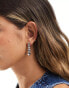 ASOS DESIGN drop earrings with multi linear heart detail in silver tone