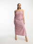 Pieces Curve Premium maxi cami split dress in pink glitter