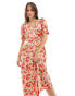 Vila satin wrap midi dress in red poppy print MOHNROT AOP, 42 - фото #1