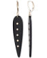 ფოტო #1 პროდუქტის Silver-Tone Black Long Drop Leverback Earrings