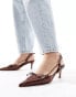 Public Desire Rai pointed heeled shoes with bow detail in Choc patent