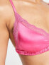 Фото #5 товара Monki satin lace trim bralette in bright pink