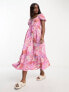 Miss Selfridge lace up patchwork maxi dress in pink