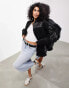 ASOS EDITION oversized faux leather patchwork bomber jacket in black M - фото #6