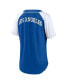 ფოტო #4 პროდუქტის Women's Royal Los Angeles Dodgers Bunt Raglan V-Neck T-shirt