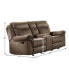 White Label Calico 80" Double Glider Reclining Love Seat with Center Console, Power Outlets, Hidden Drawer and USB Ports