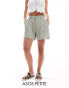 ASOS DESIGN Petite dad short with linen in olive