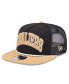 Фото #2 товара Men's Black/Tan Cleveland Cavaliers Throwback Team Arch Golfer Snapback Hat