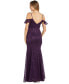 Фото #2 товара Women's Sequin Lace Cold Shoulder Gown