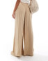 Mango soft touch wide leg trousers in beige