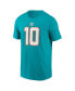 Фото #3 товара Men's Tyreek Hill Aqua Miami Dolphins Player Name & Number T-shirt