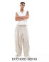 ASOS DESIGN oversized cargo trouser in neutral linen texture