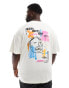 ASOS DESIGN oversized t-shirt in off white with abstract art back print