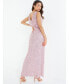 Women's Pink Cowl Neck Sequin Evening Dress