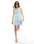 ASOS DESIGN ruched bust denim mini sundress in bleach wash