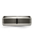 Titanium Black Ceramic Center Beveled Wedding Band Ring