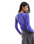 Pieces mesh textured top in burnout bright blue and pink