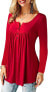 Фото #61 товара Amoretu Women's V-Neck Button Down Blouse, Solid Tunic Long Sleeve / Short Sleeve Tops