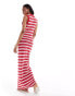 ONLY Tall maxi knit dress in red and white stripe Красный, L - EU 40-42 - фото #4