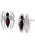 ფოტო #4 პროდუქტის Garnet (1/2 ct. t.w.) Sapphire (1/8 ct. t.w.) & Diamond (1/10 ct. t.w.) Spiderman Stud Earrings in Sterling Silver