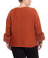 Фото #2 товара Plus Size Faux Fur Cuff Dolman Pullover Sweater