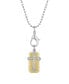 ფოტო #1 პროდუქტის Silver-Tone and Gold-Tone Crystal Accent Cross Charm 16" Adjustable Necklace