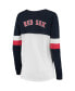 Фото #2 товара Women's White and Navy Boston Red Sox Lace-Up Long Sleeve T-shirt