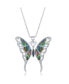 Sterling Silver Large Abalone Butterfly Pendant Necklace