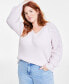 ფოტო #1 პროდუქტის Plus Size V-Neck High-Low Sweater, Created for Macy's