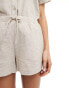 Monki co-ord drawstring waist linen shorts in beige Бежевый, S - EU 38-40 - фото #5