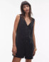 Topshop button down playsuit in black cupro Черный, 36 - фото #2