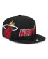 Фото #1 товара Men's Black Miami Heat Side Logo 9fifty Snapback Hat