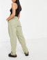 Фото #4 товара ASOS DESIGN Petite slouchy straight leg trousers in khaki