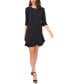 Women's Pleated Ruffle-Trim 3/4-Sleeve Dress