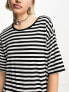Noisy May midi t-shirt dress in black and white stripe